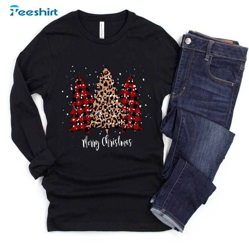 Plaid Christmas Tree Sweatshirt – Merry Christmas Vintage Design Shirt Unisex Hoodie