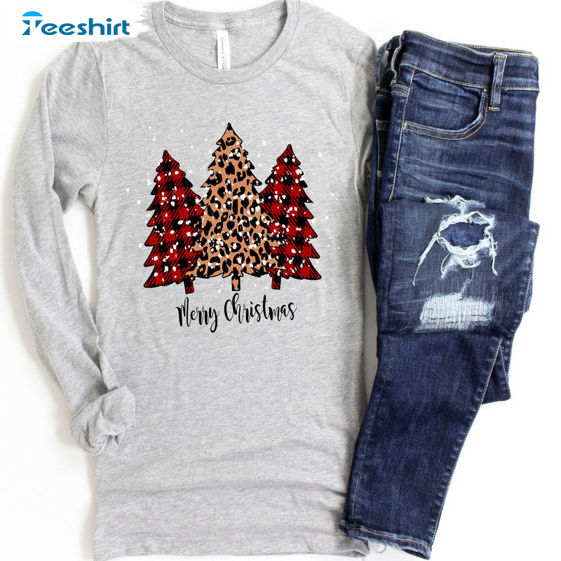 Plaid Christmas Tree Sweatshirt – Merry Christmas Vintage Design Shirt Unisex Hoodie