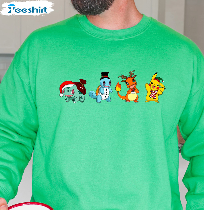 Pokemon Christmas Shirt, Cute Pokemon Sweatshirt Unisex Hoodie