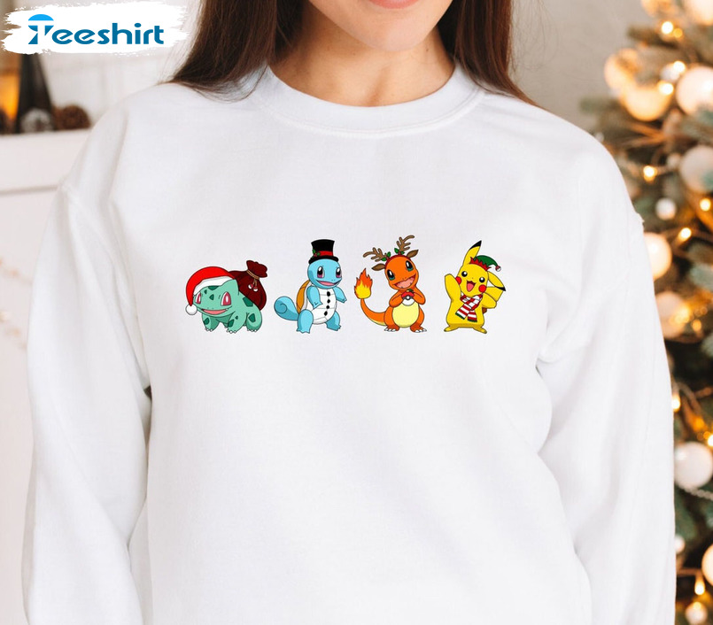 Pokemon Christmas Shirt, Cute Pokemon Sweatshirt Unisex Hoodie