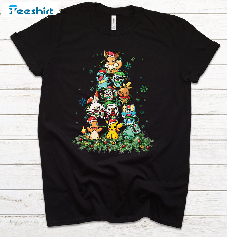 Pokemon Christmas Tree Shirt, Pokemon Go Xmas Sweatshirt Unisex Hoodie