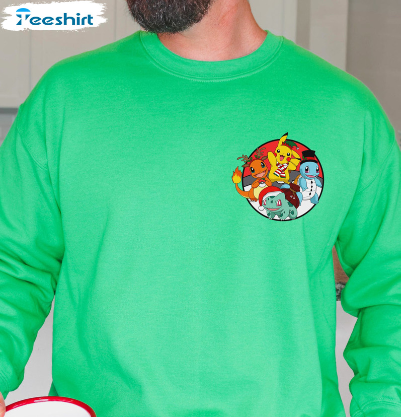 Pokemon Christmas Vintage Shirt, Pokemon Pocket Sweatshirt Crewneck