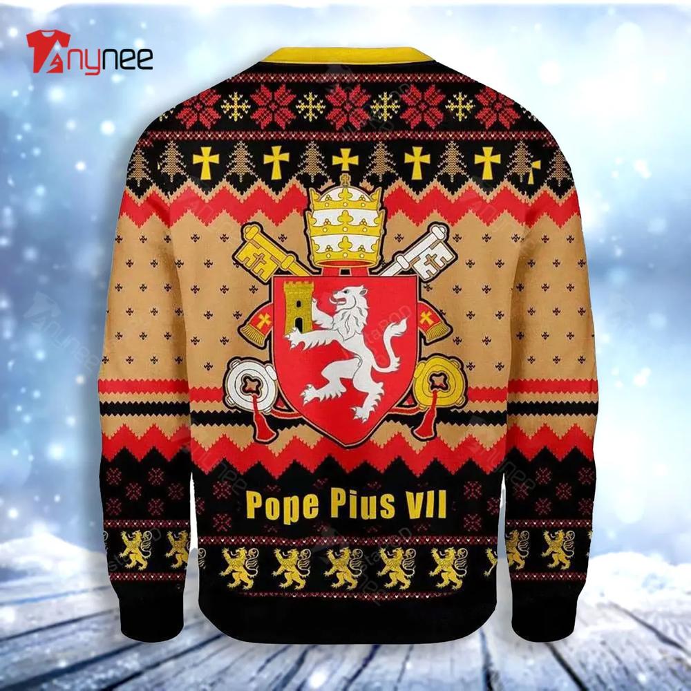 Pope Pius Viii Coat Of Arms Ugly Christmas Sweater- Best Christmas Gifts 2023