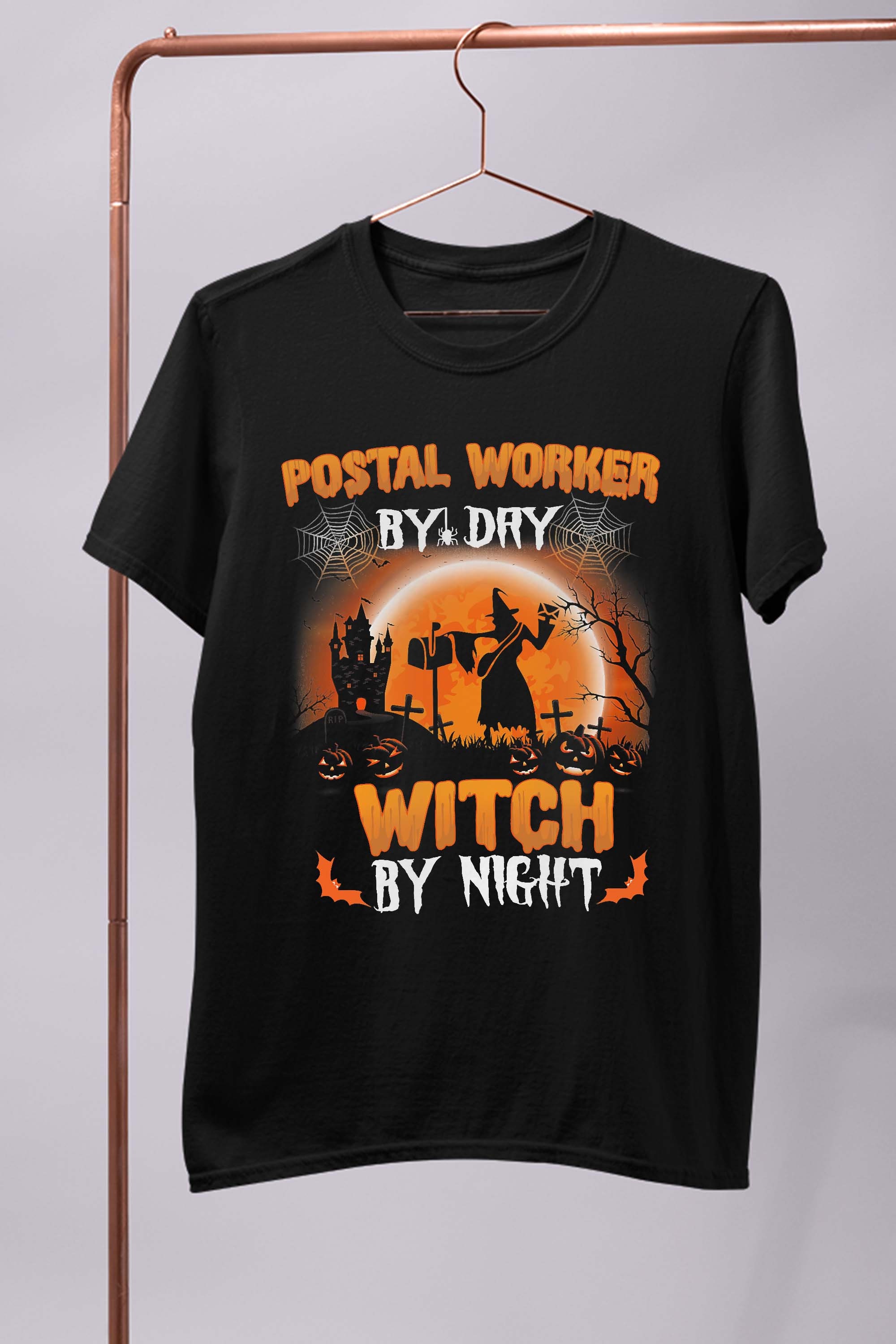 Postal Worker By Day Witch By Night Funny Halloween Day Gift T-Shirt