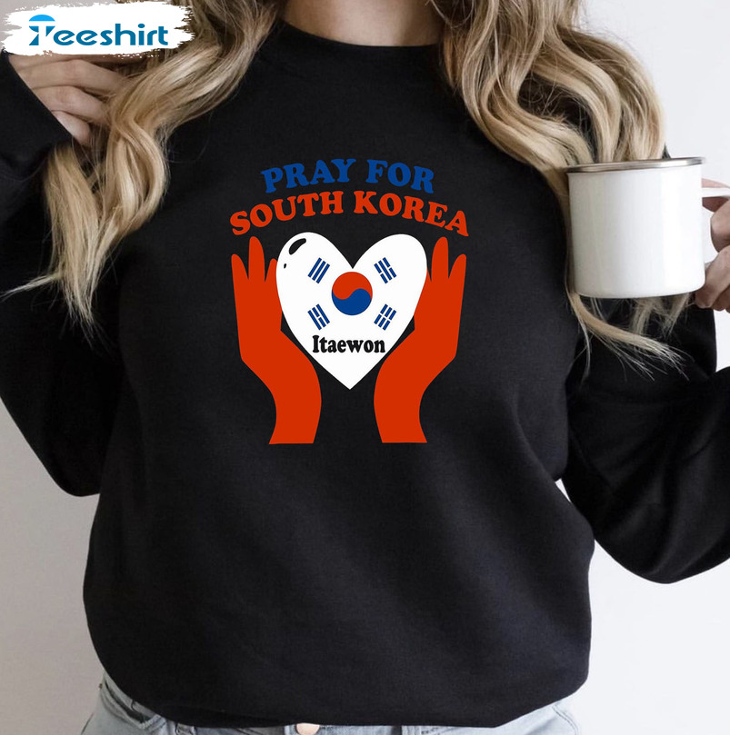 Pray For Southkorea Shirt – Itaewon Seoul Halloween Unisex Hoodie Long Sleeve