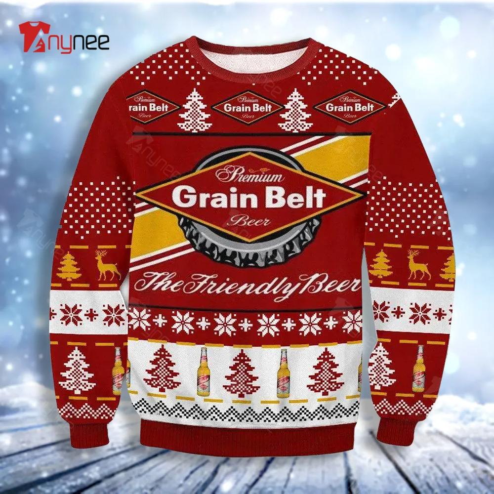 Premim Grain Belt Beer The Friendly Beer Ugly Christmas Sweater- Best Christmas Gifts 2023