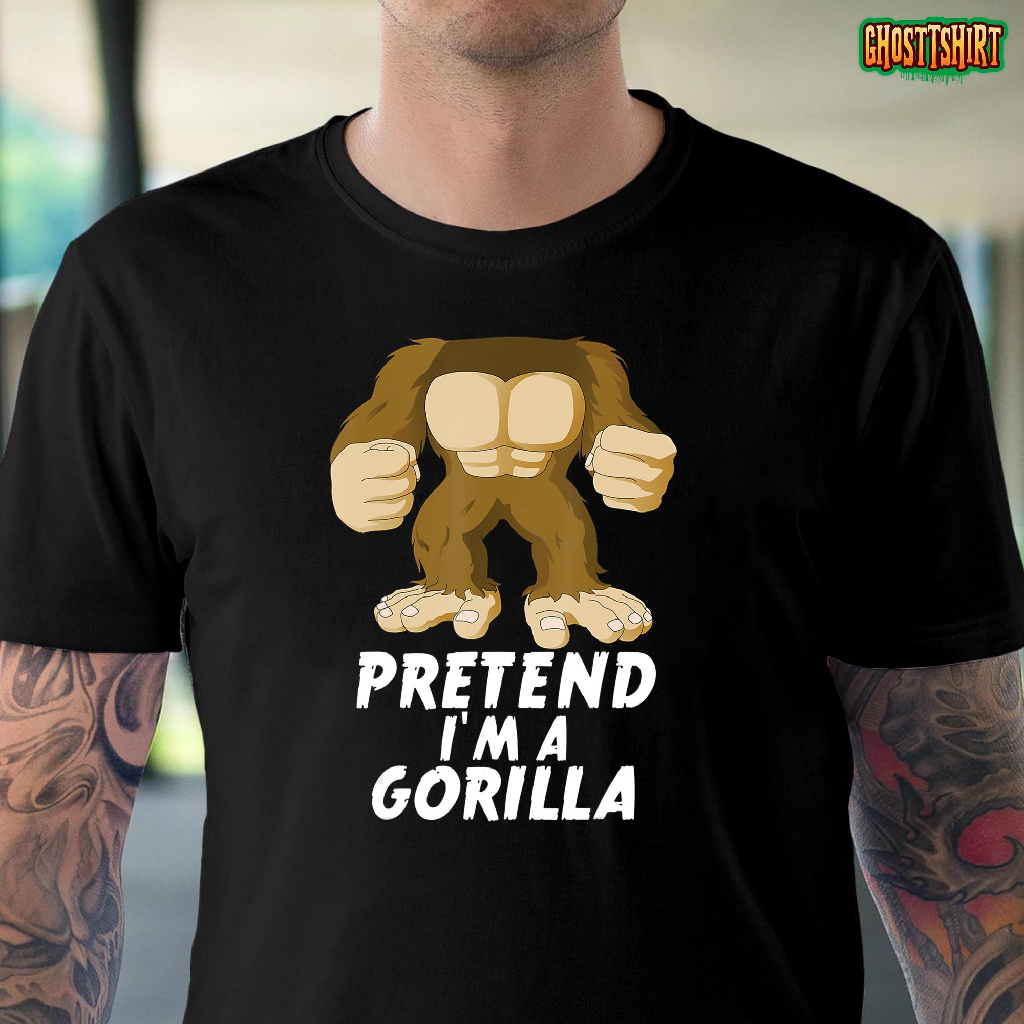 Pretend I’m A Gorilla Funny Lazy Halloween Costume T-Shirt