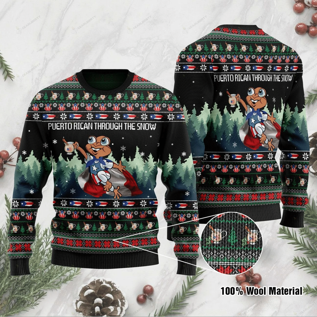 Puerto Rican Through The Snow Ugly Christmas Sweater | For Men & Women | Adult | US1171- Best Christmas Gifts 2023