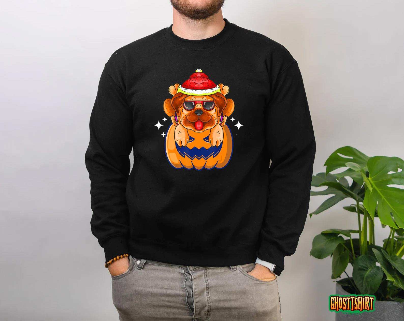 Pugkin Pug Pumpkin Halloween Thanksgiving Men Women Dog T-Shirt