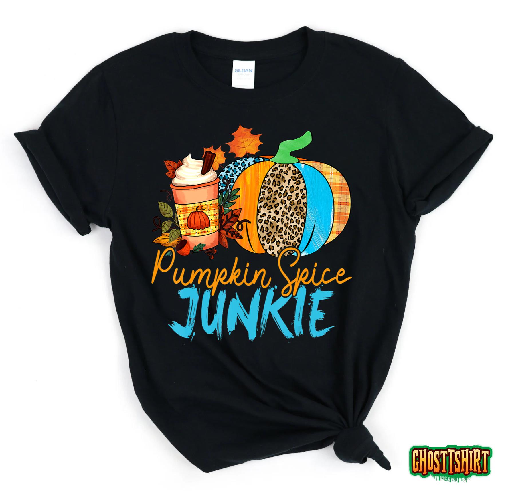 Pumpkin Spice Junkie Pumpkin Spice Latte Leopard Pumpkin T-Shirt