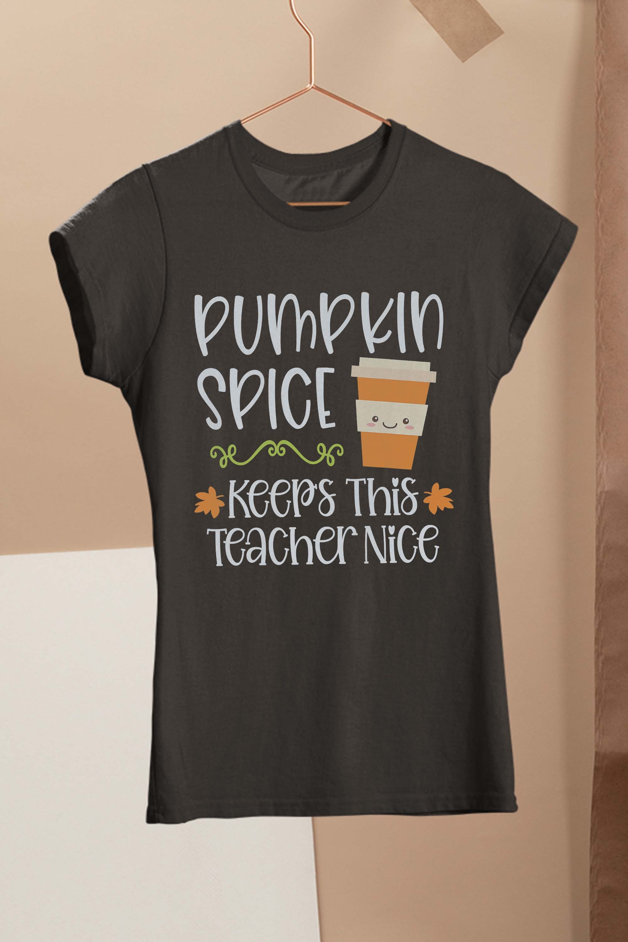 Pumpkin Spice Keeps This Teacher Nice Fall Halloween Autumn T-Shirt