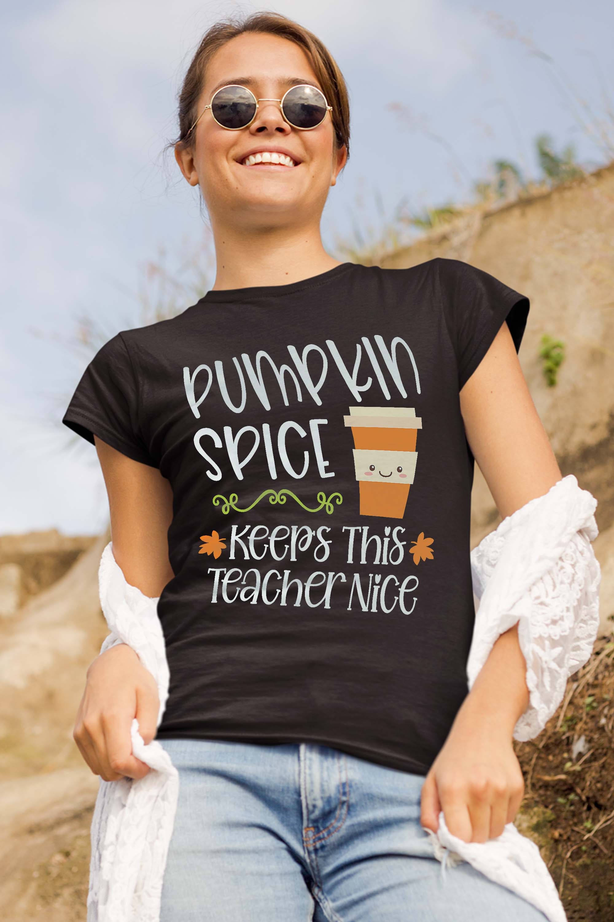 Pumpkin Spice Keeps This Teacher Nice Fall Halloween Autumn T-Shirt