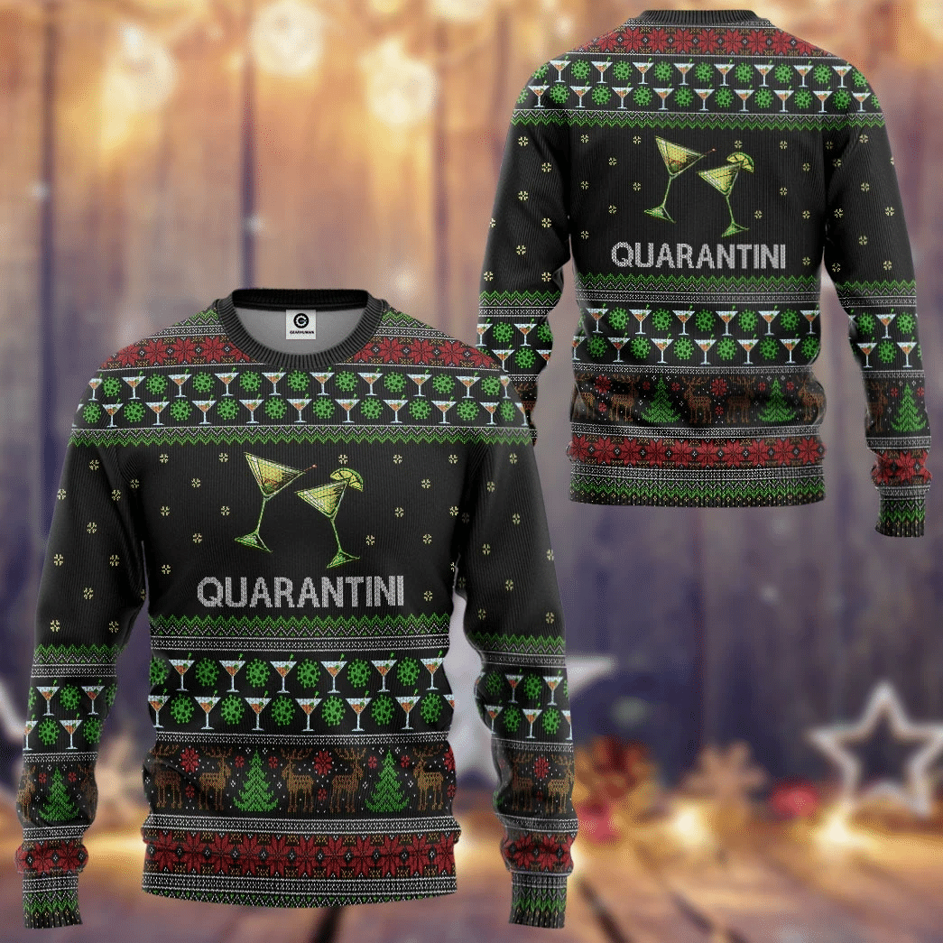 Quarantini Ugly Christmas Sweater | For Men & Women | Adult | US3234- Best Christmas Gifts 2023