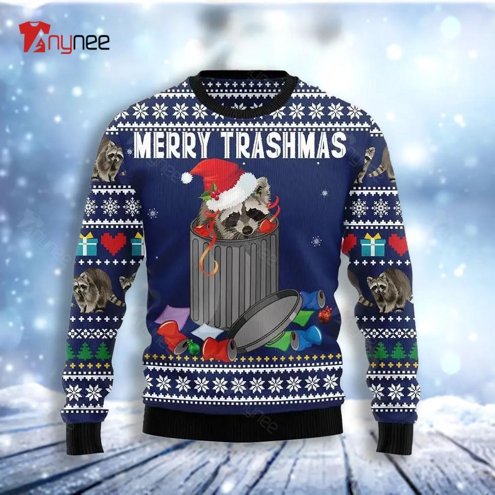 Raccoon Merry Trashmas Ugly Christmas Sweater- Best Christmas Gifts 2023