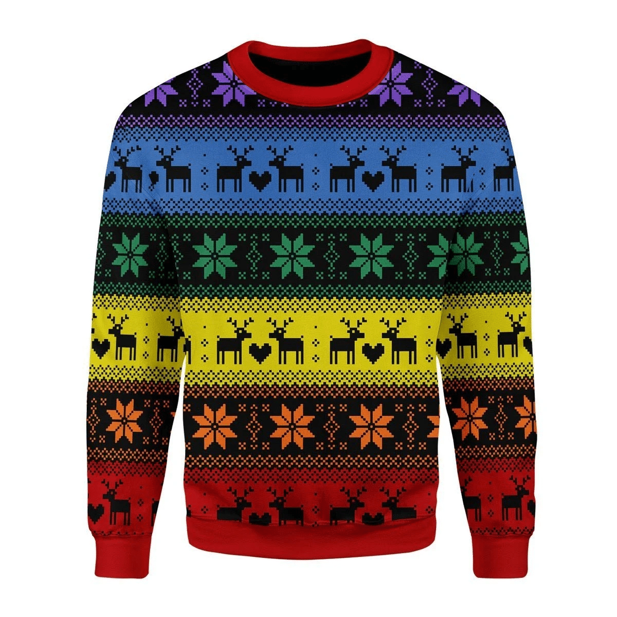 Rainbow Deer LGBT Ugly Christmas Sweater | For Men & Women | Adult | US3695- Best Christmas Gifts 2023