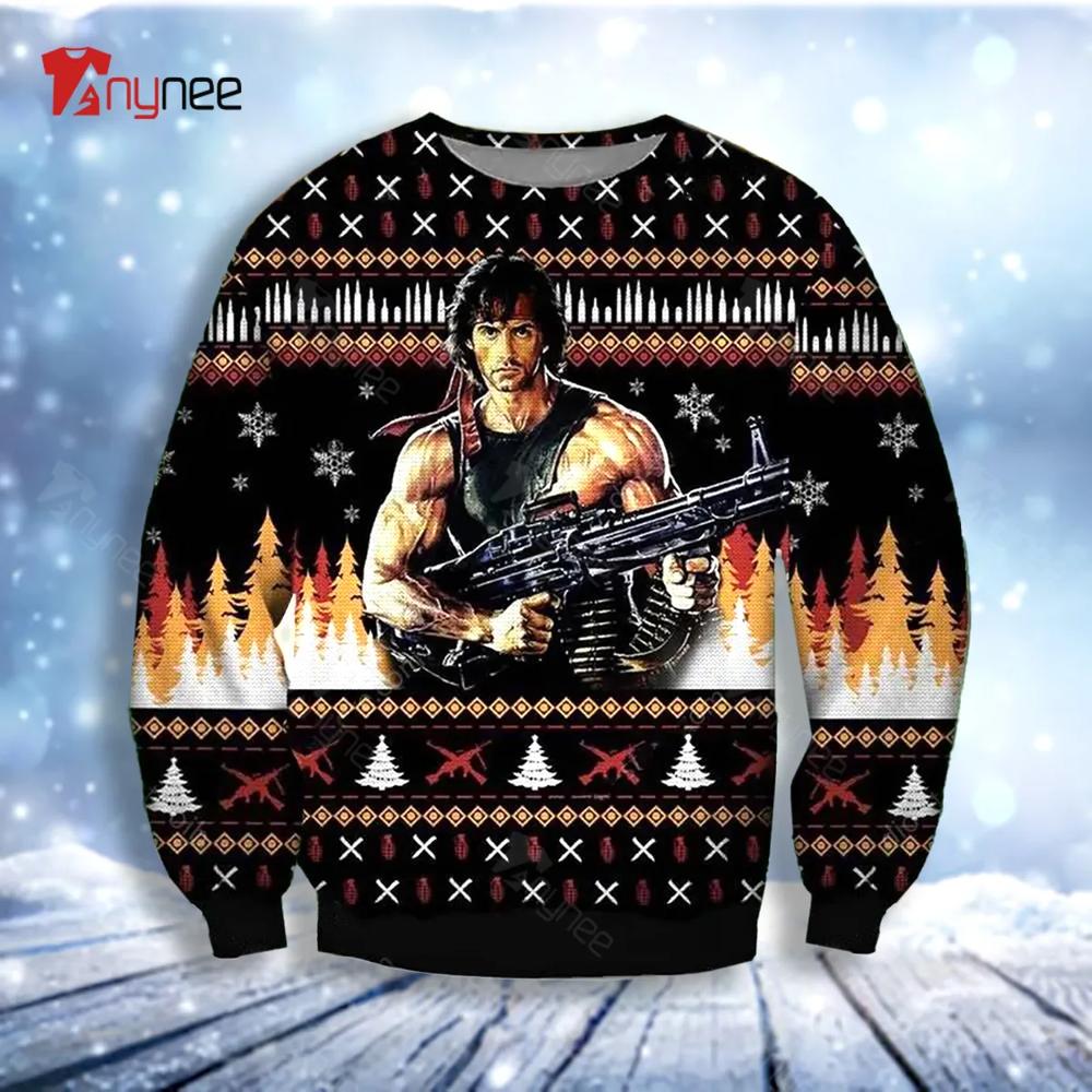 Rambo John Rambo Ugly Christmas Sweater- Best Christmas Gifts 2023