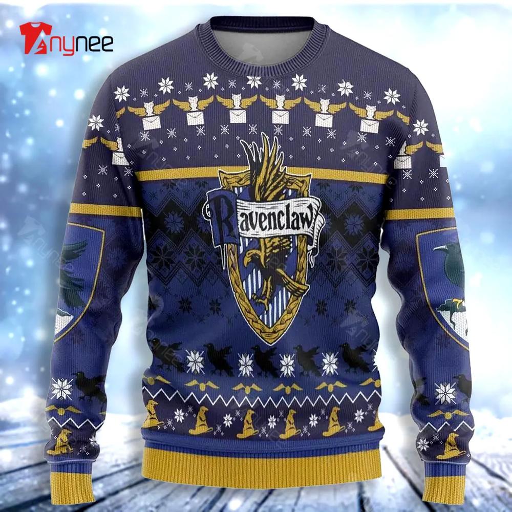 Ravenclaw Harry Potter Blue Ugly Christmas Sweater- Best Christmas Gifts 2023