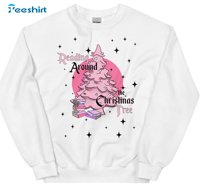 Reading Around The Christmas Tree Trendy Unisex Hoodie Long Sleeve