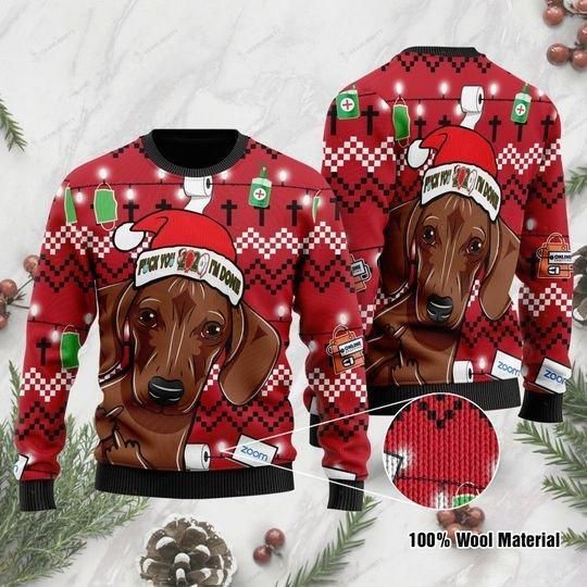 Red Dachshund And Fuck 2020, I’m Done Ugly Christmas Sweater | For Men & Women | Adult | US1149- Best Christmas Gifts 2023