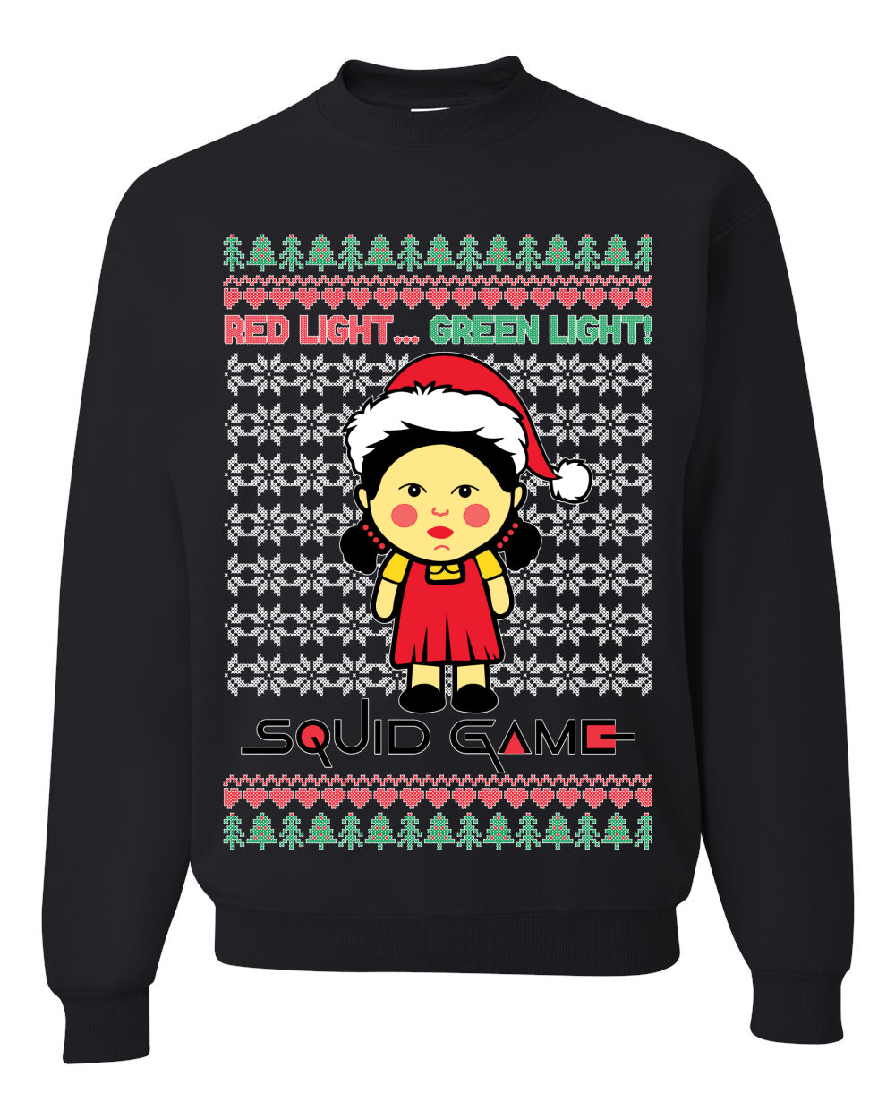 Red Light Green Light Ugly Christmas Sweater Unisex Crewneck Graphic Sweatshirt- Best Christmas Gifts 2023