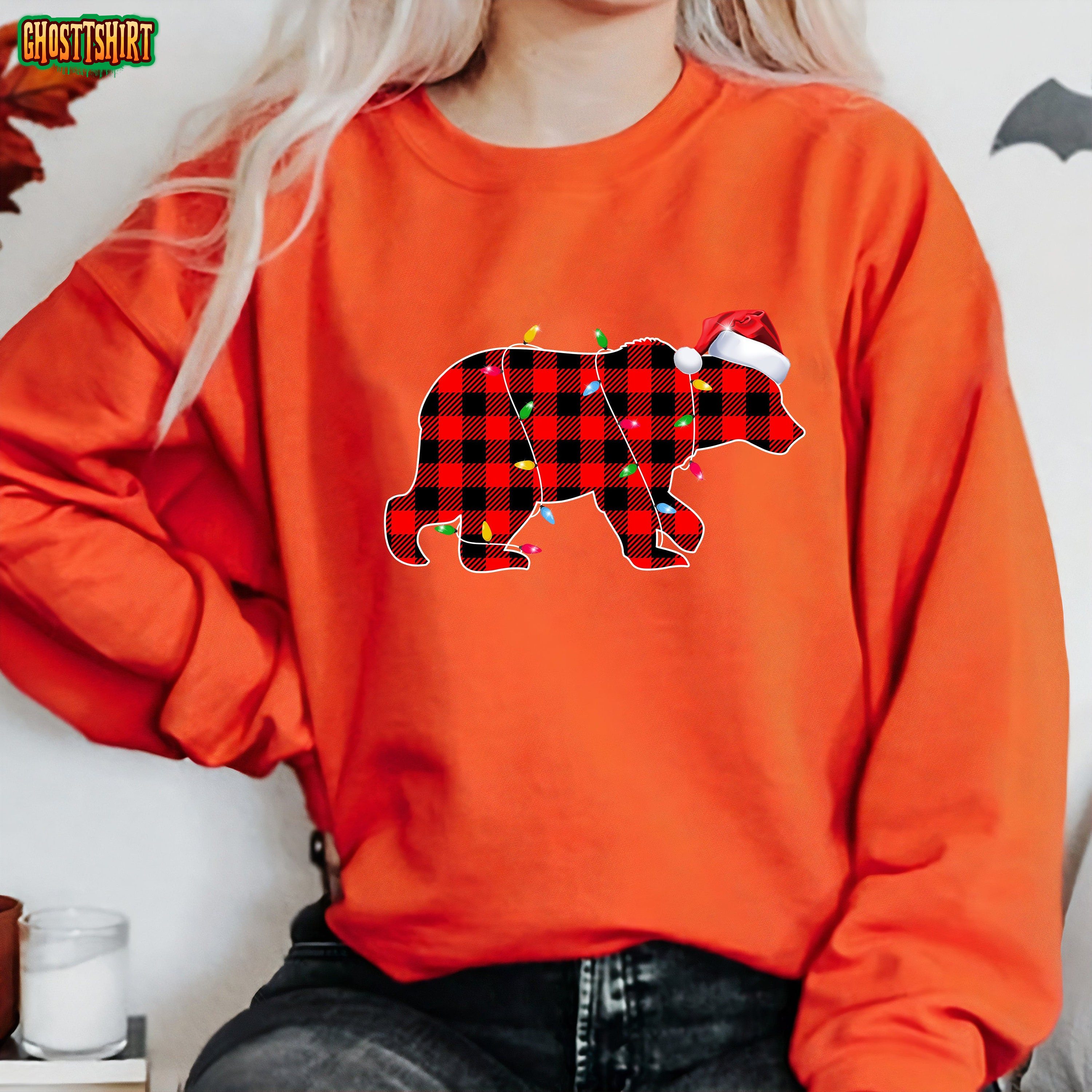 Red Plaid Bear Christmas Family Sweatshirt