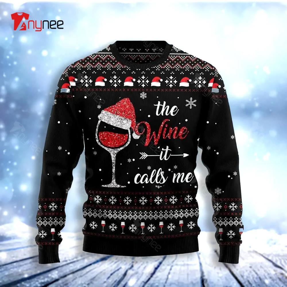 Red Wine It Calls Me Ugly Christmas Sweater- Best Christmas Gifts 2023