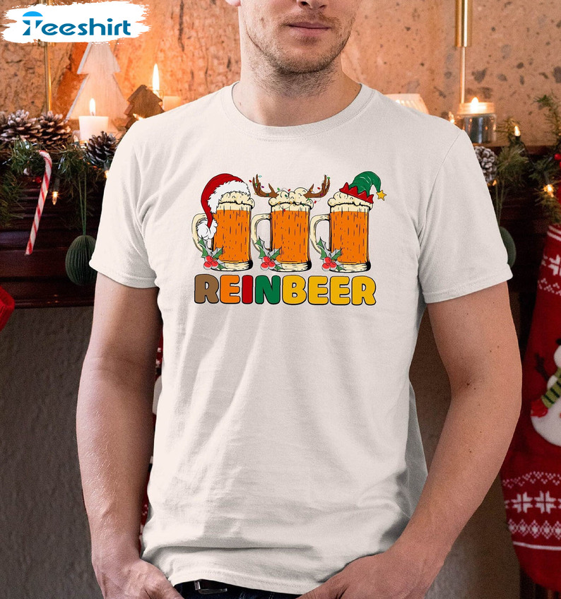 Reinbeer Christmas Shirt – Beer Lover Christmas Short Sleeve Crewneck