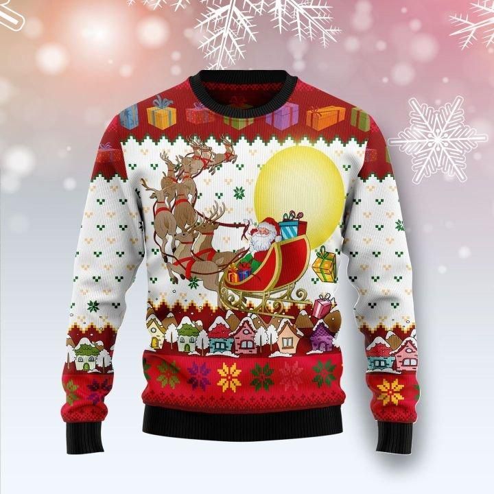 Reindeer And Santa Claus Ugly Christmas Sweater | For Men & Women | Adult | US1504- Best Christmas Gifts 2023