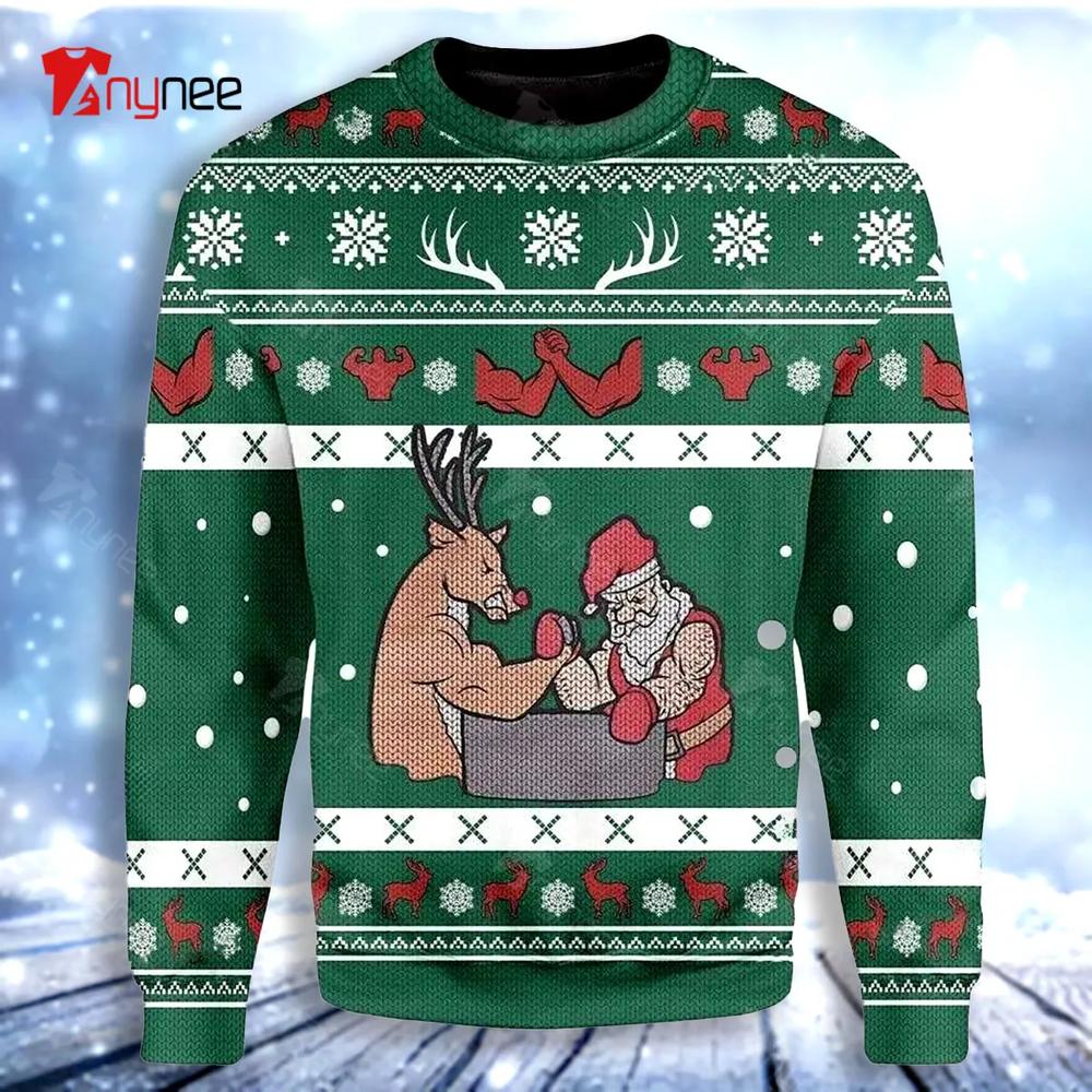 Reindeer And Santa Ugly Christmas Sweater- Best Christmas Gifts 2023