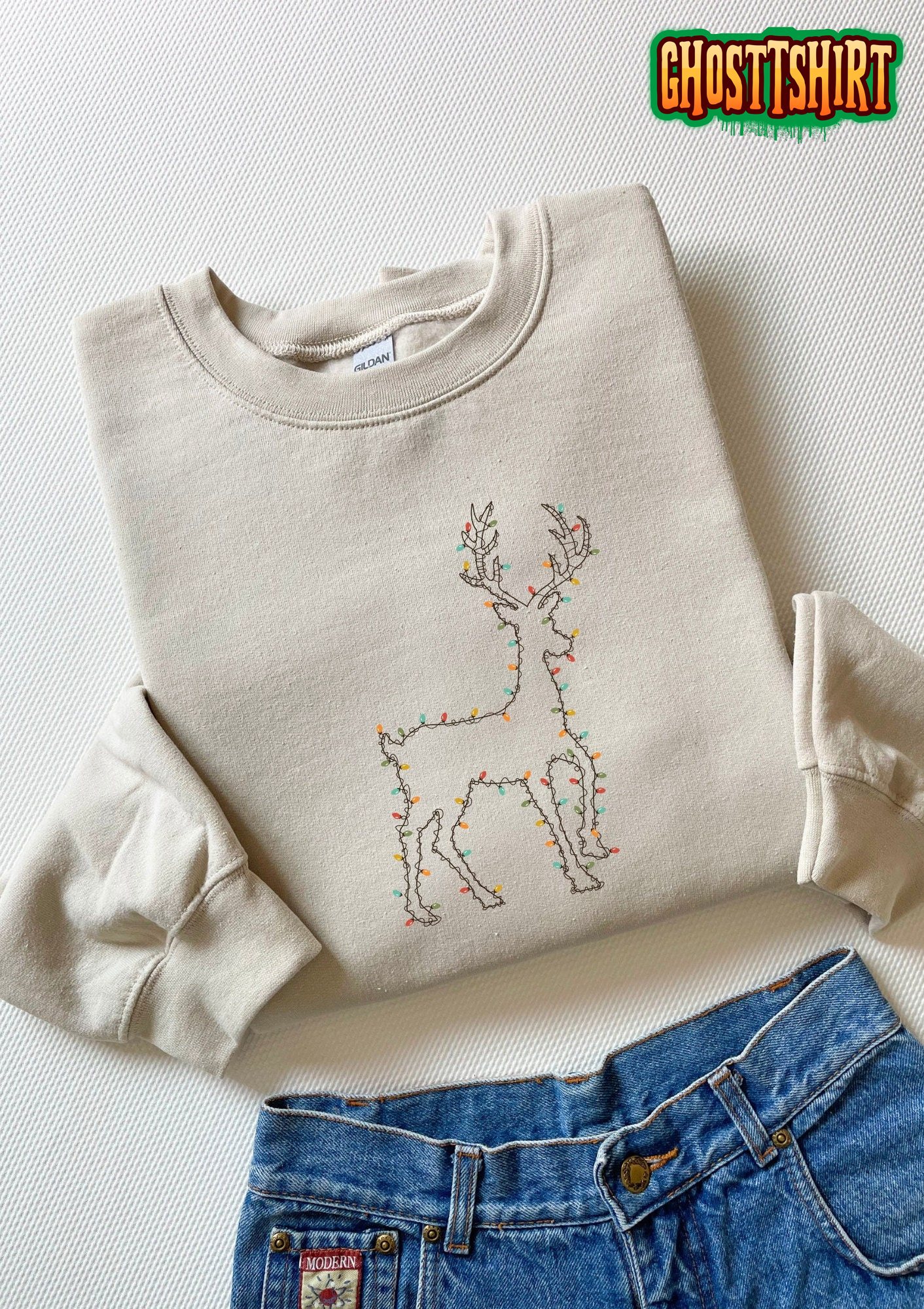 Reindeer Christmas Lights Sweatshirt