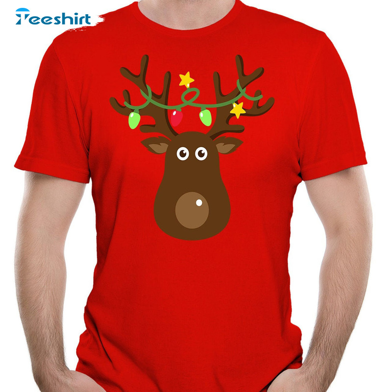 Reindeer Christmas Shirt – Glitch Men Xmas Sweatshirt Long Sleeve