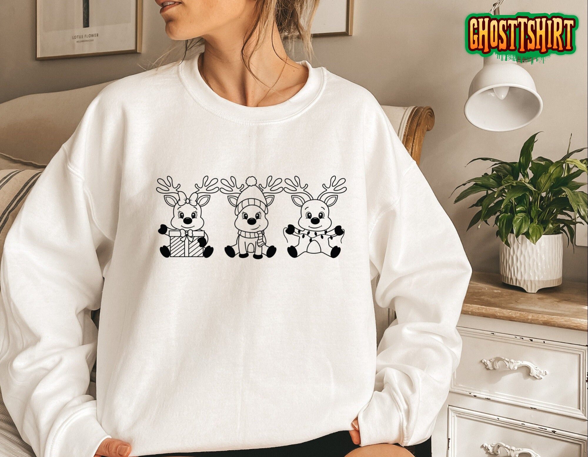 Reindeer Christmas Sweatshirt For Family