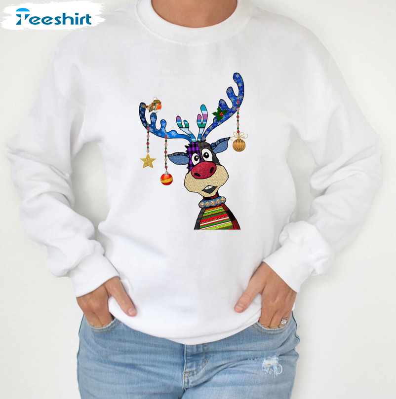 Reindeer Merry Christmas Shirt, Christmas Sweater Short Sleeve