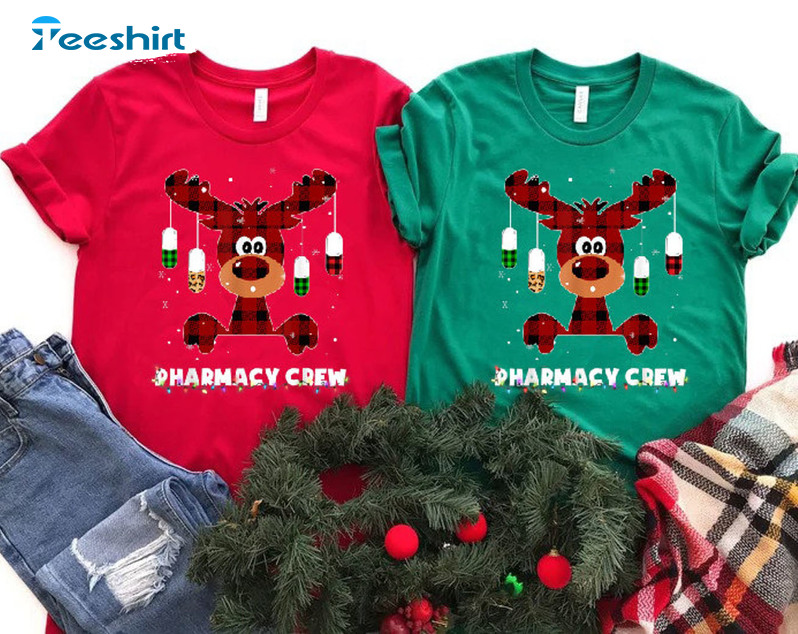 Reindeer Pharmacy Crew Christmas Shirt, Pharmacist Pills Sweatshirt Hoodie