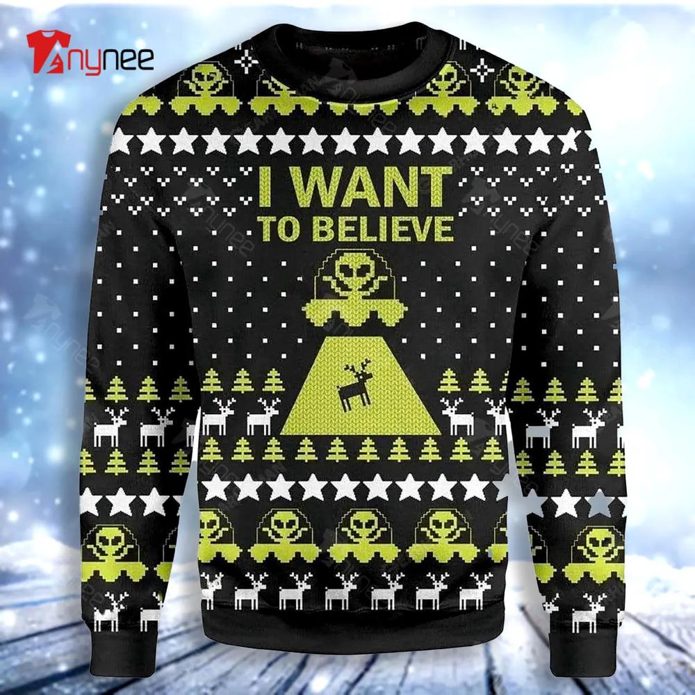 Reindeer Skull Want To Believe For Ugly Christmas Sweater- Best Christmas Gifts 2023