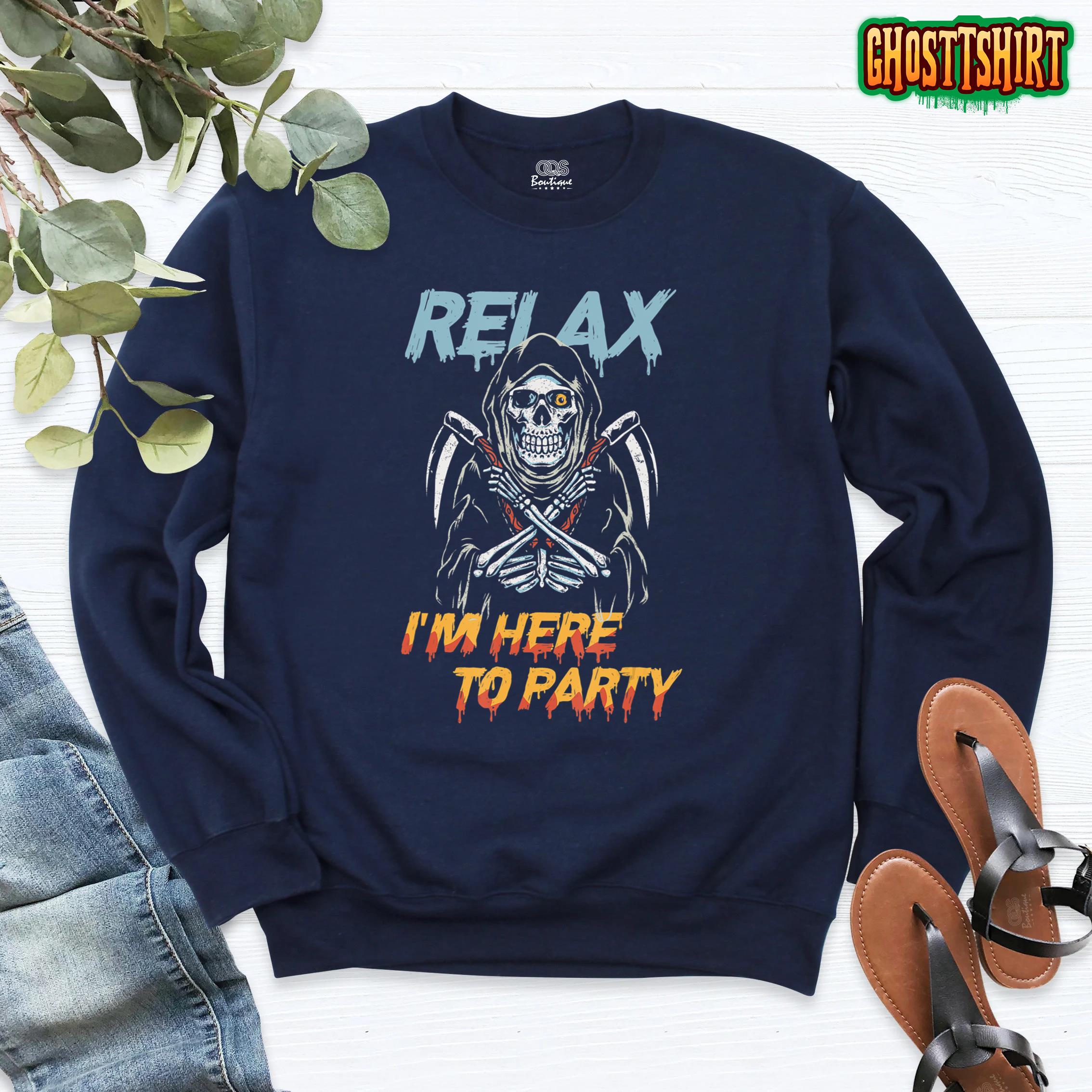 Relax Halloween Trick Or Treat Death Dead Horror Spooky Gift Sweatshirt