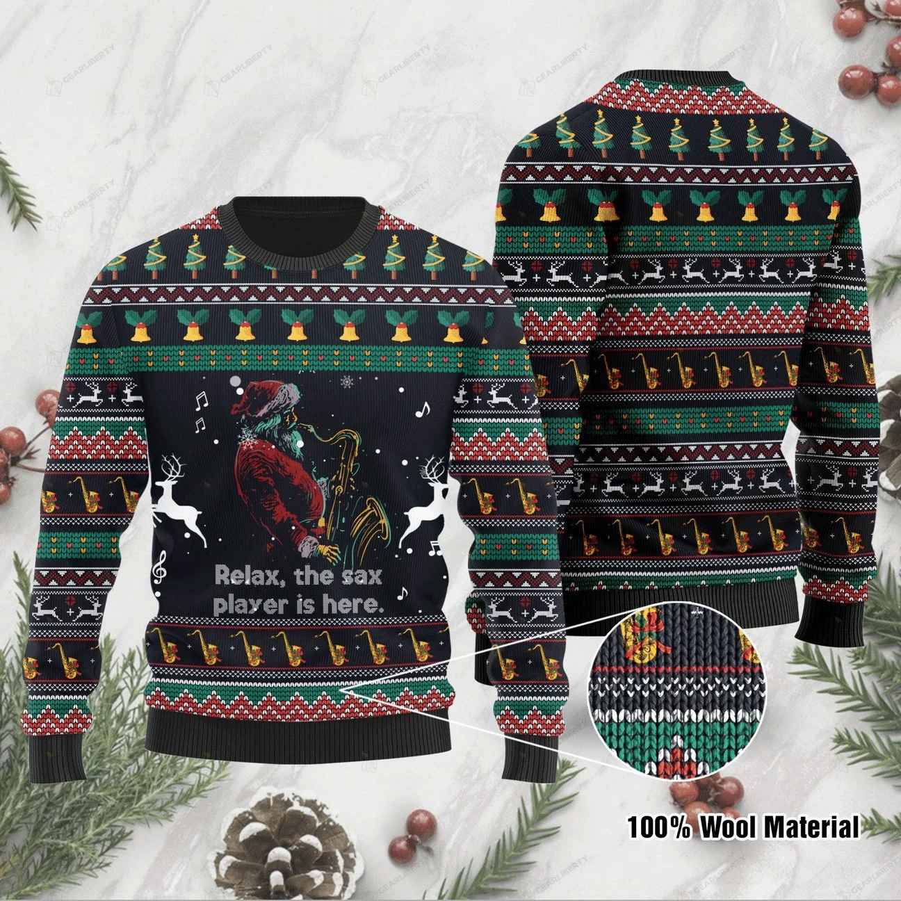 Relax The Sax Ugly Christmas Sweater | For Men & Women | Adult | US1110- Best Christmas Gifts 2023