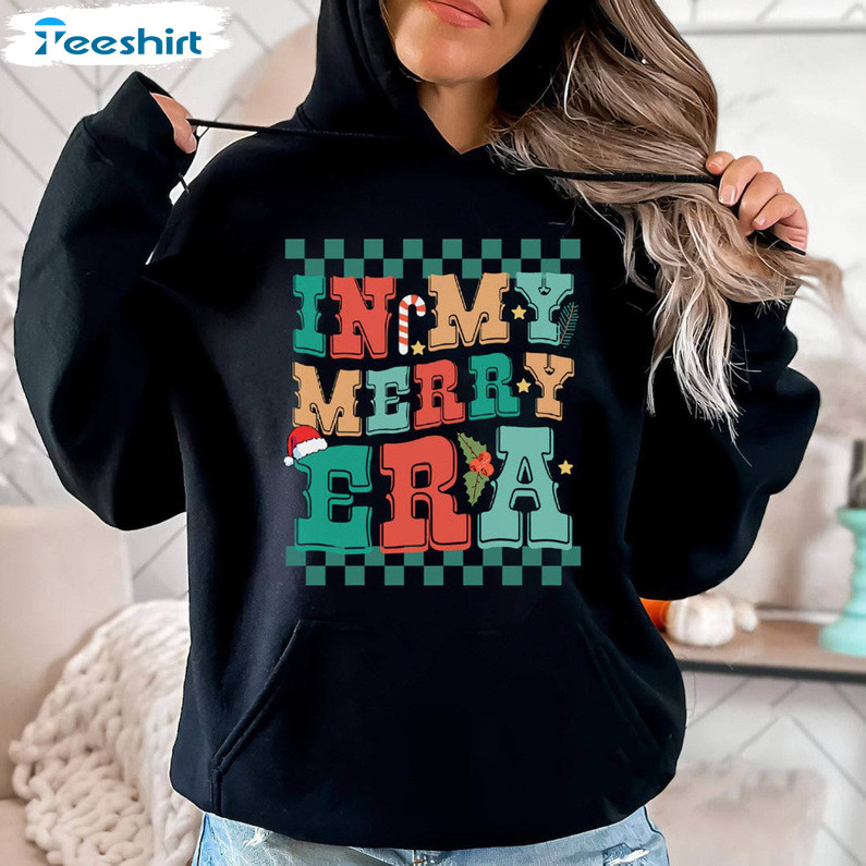 Retro Christmas Shirt, In My Merry Era Tee Tops Crewneck