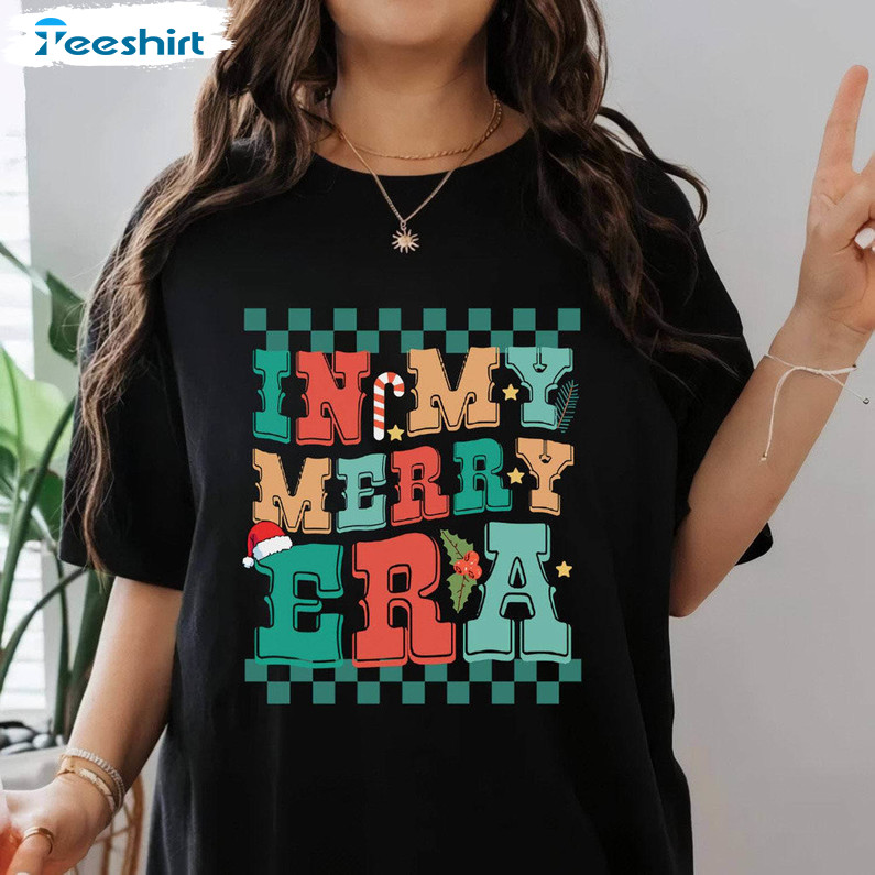 Retro Christmas Shirt, In My Merry Era Tee Tops Crewneck