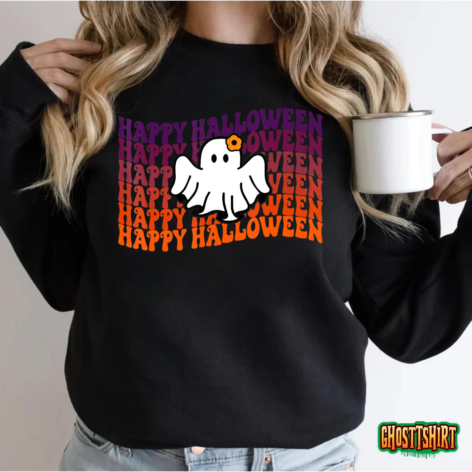 Retro Ghost Happy Halloween 2022 Trick Or Treat Halloween T-Shirt