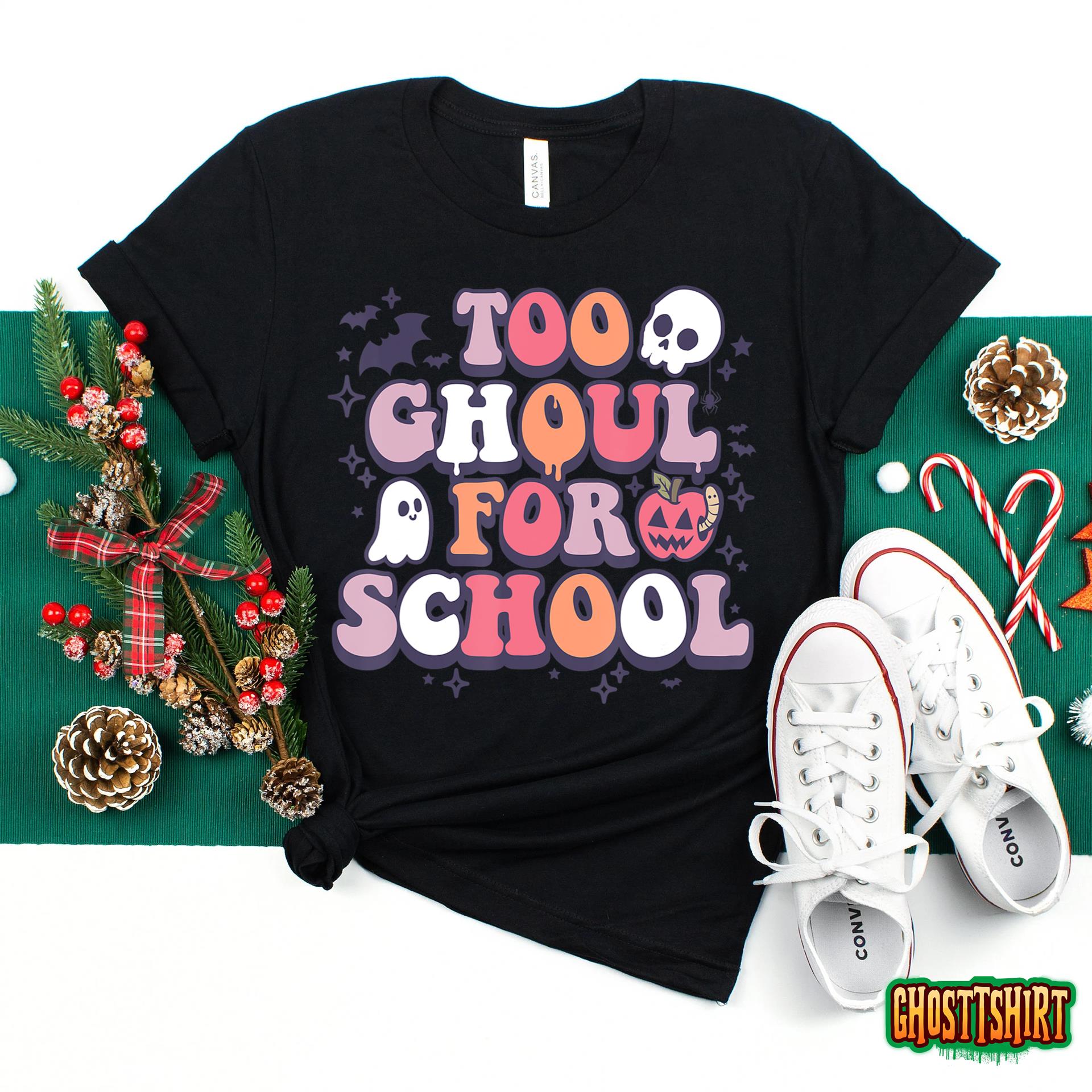 Retro Halloween Teacher Ghouls Groovy School Trick or Teach T-Shirt