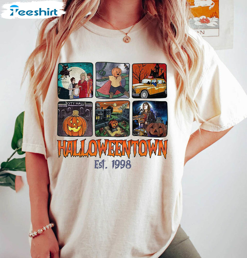 Retro Halloweentown Est 1998 Comfort Shirt, Retro Halloweentown Short Sleeve Unisex Hoodie