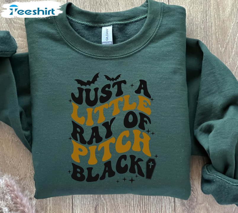 Retro Just A Little Ray Of Pitch Black Shirt, Halloween Humor Unisex Hoodie Long Sleeve