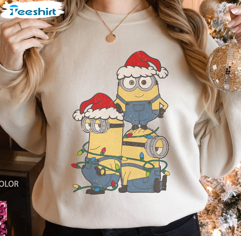 Retro Minions Christmas Shirt, Minion Crew Crewneck Unisex T-shirt