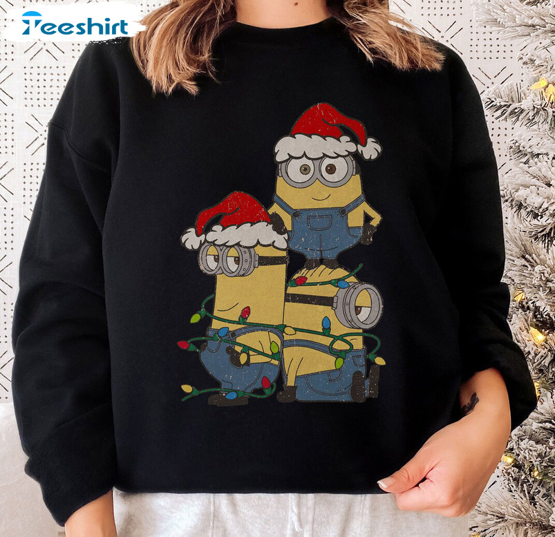 Retro Minions Christmas Shirt, Minion Crew Crewneck Unisex T-shirt