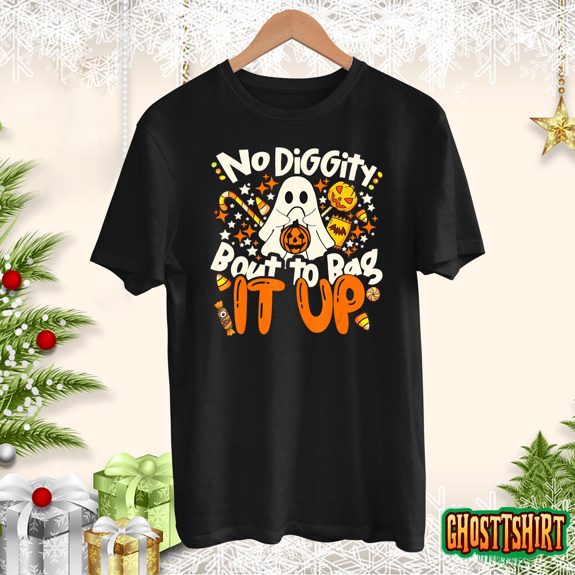 Retro No Diggity Bout To Bag It Up Halloween Candy Party T-Shirt