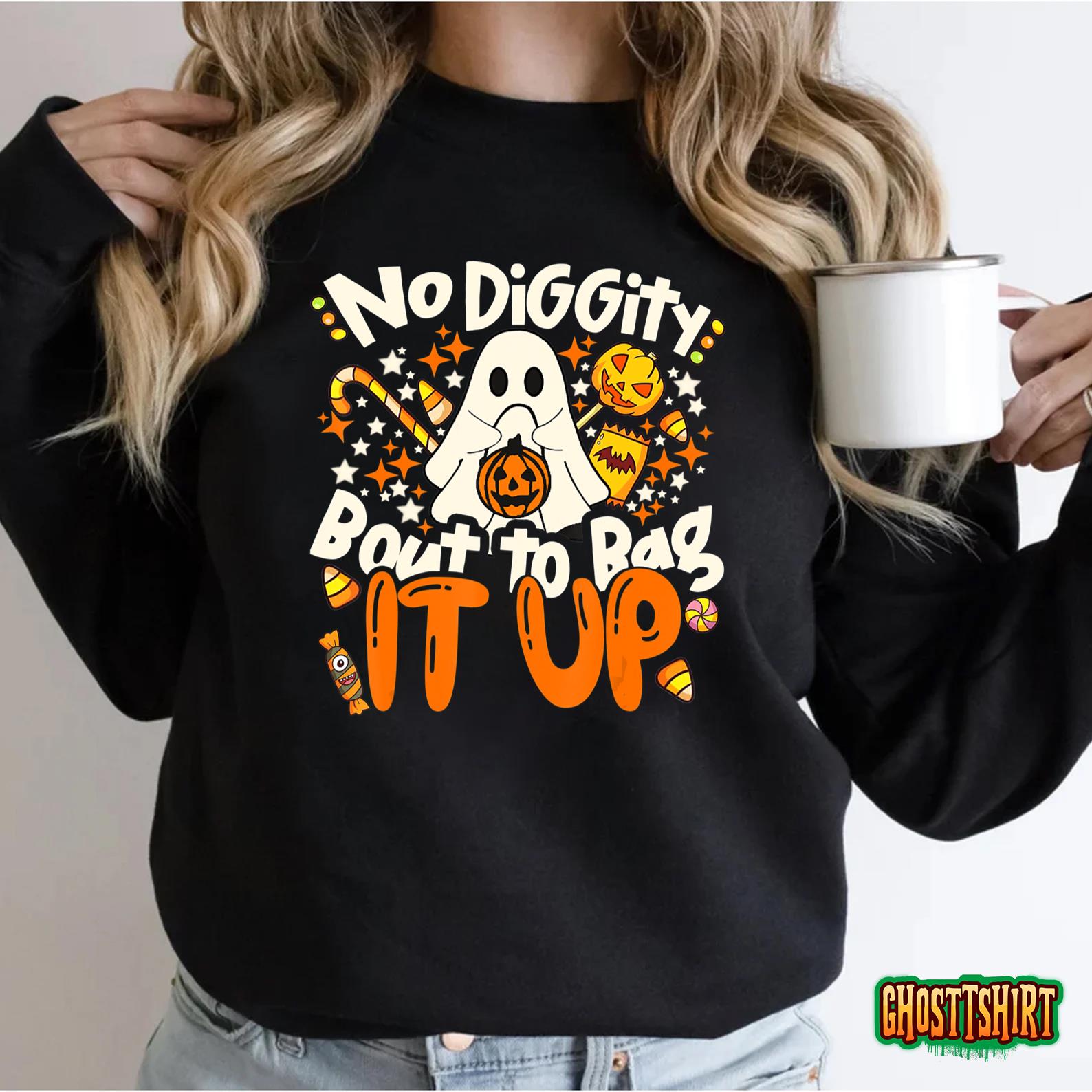 Retro No Diggity Bout To Bag It Up Halloween Candy Party T-Shirt