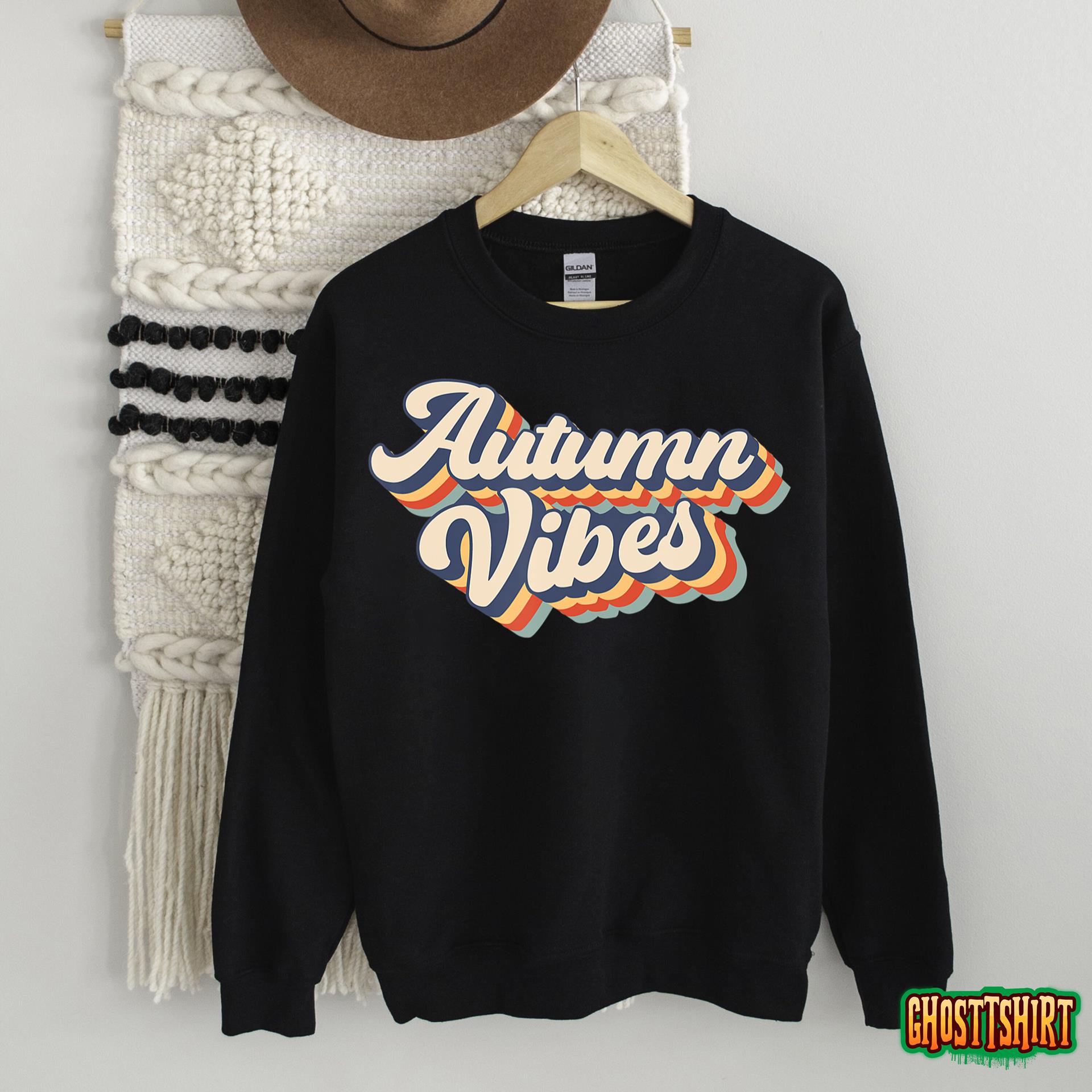 Retro Sunset Autumn Vibes Fall Lover Thanksgiving Fall T-Shirt