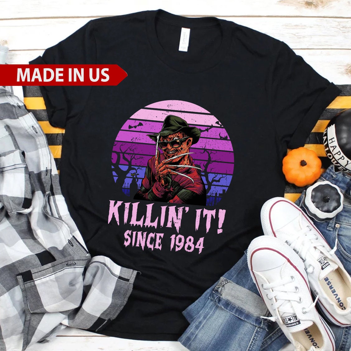 Retro Vintage Freddy Krueger Killing It Since 1984 Halloween T-Shirt