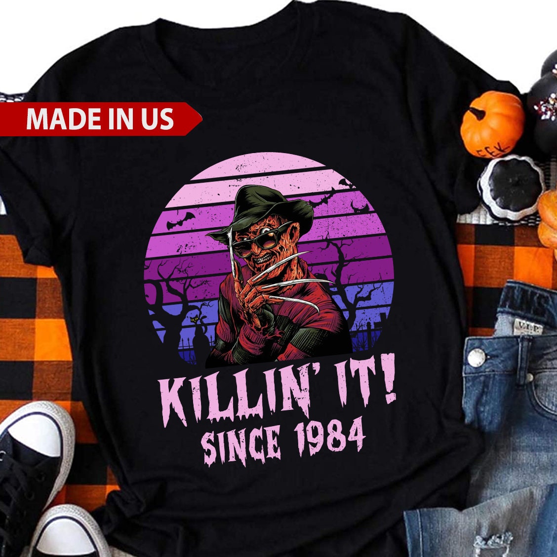 Retro Vintage Freddy Krueger Killing It Since 1984 Halloween T-Shirt